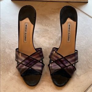 Manolo Blahnik PVC crossover sandal